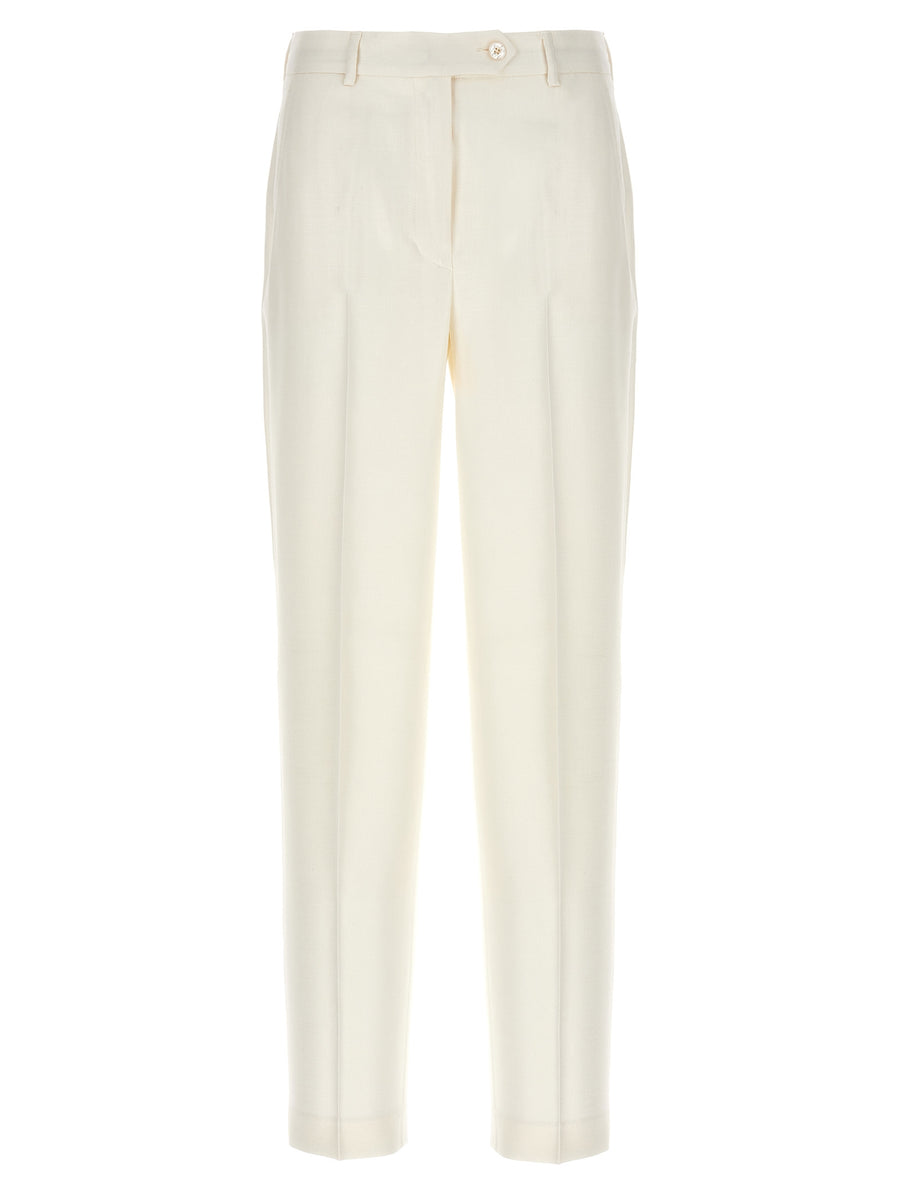 Kiton 100% viscose trousers in white