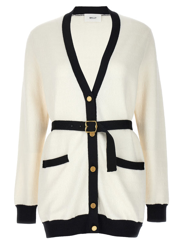 Bally 93% Viscose cardigan in white