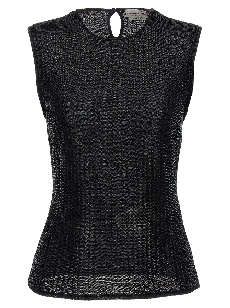 Alexander McQueen 73% Viscose tank top in black