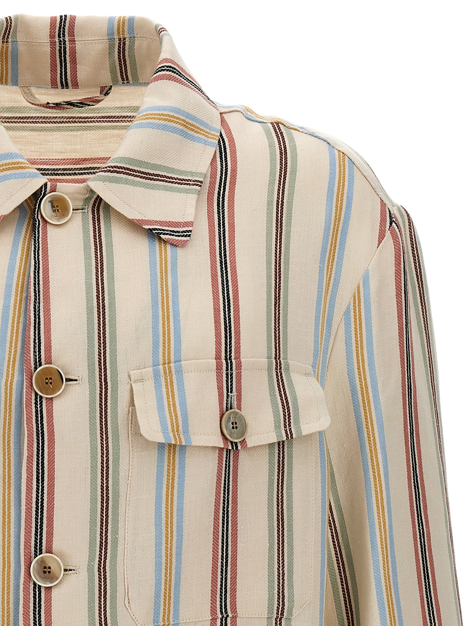 Etro 100% Linen overshirt in beige — view 3