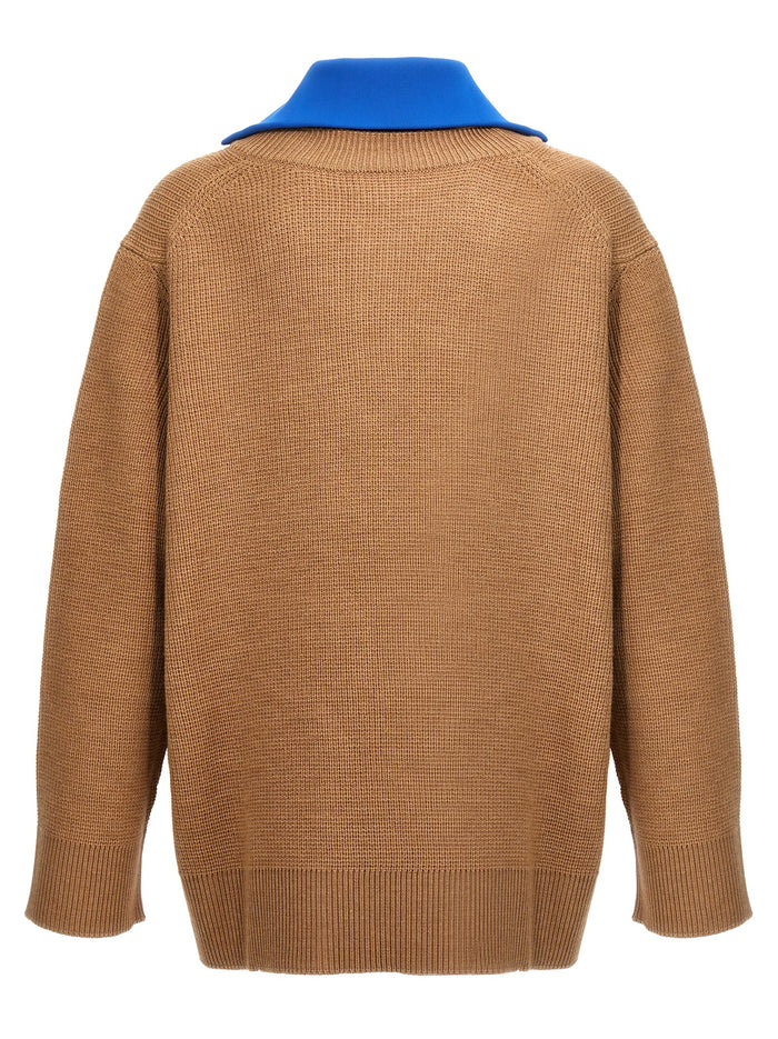Jil Sander 55% wool cardigan in beige — view 2