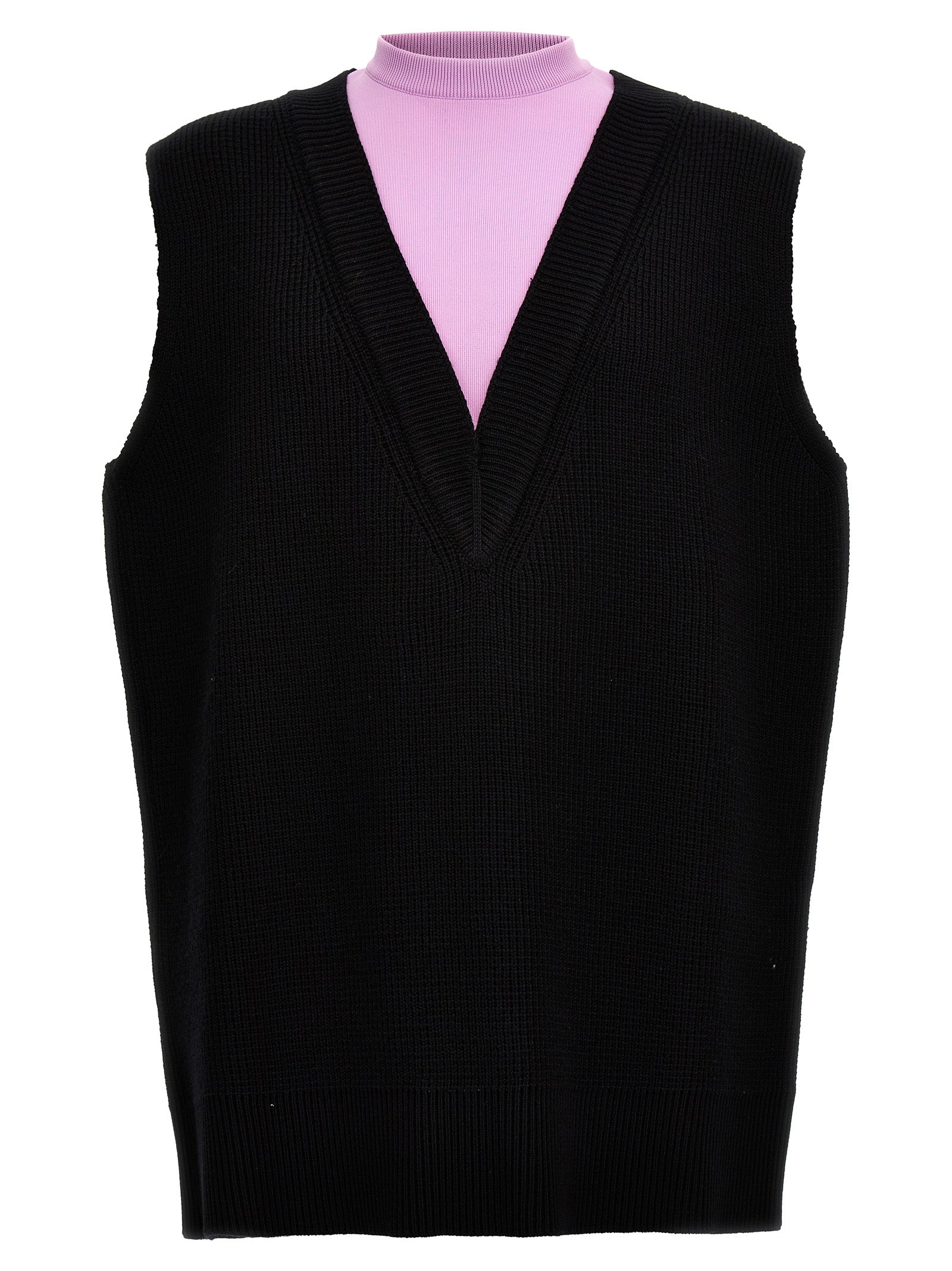Jil Sander 55% wool vest in black