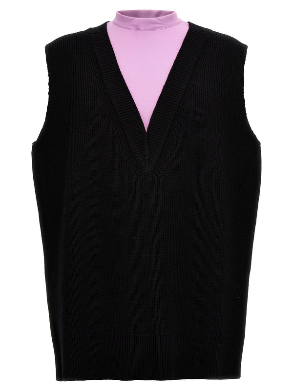 Jil Sander 55% wool vest in black