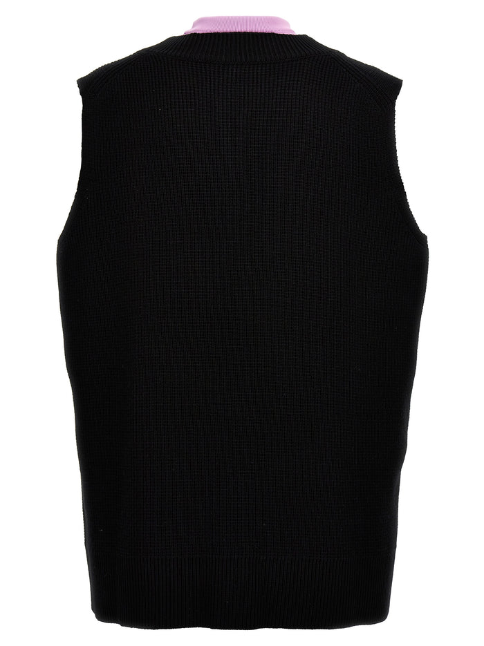 Jil Sander 55% wool vest in black — view 2