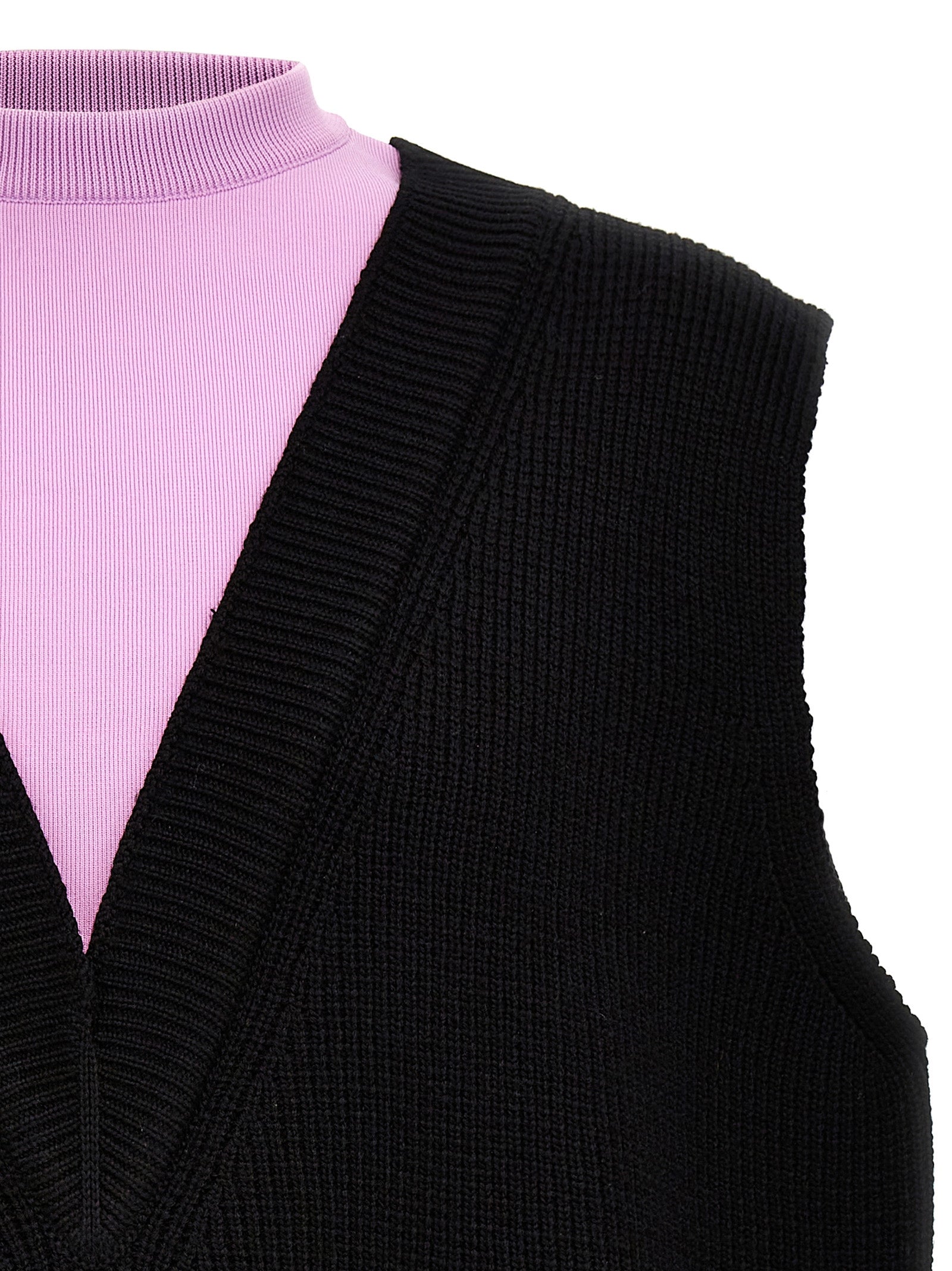 Jil Sander 55% wool vest in black — view 3
