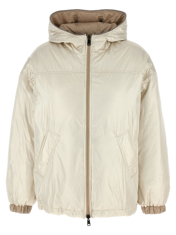 Brunello Cucinelli 75% polyester down jacket in beige