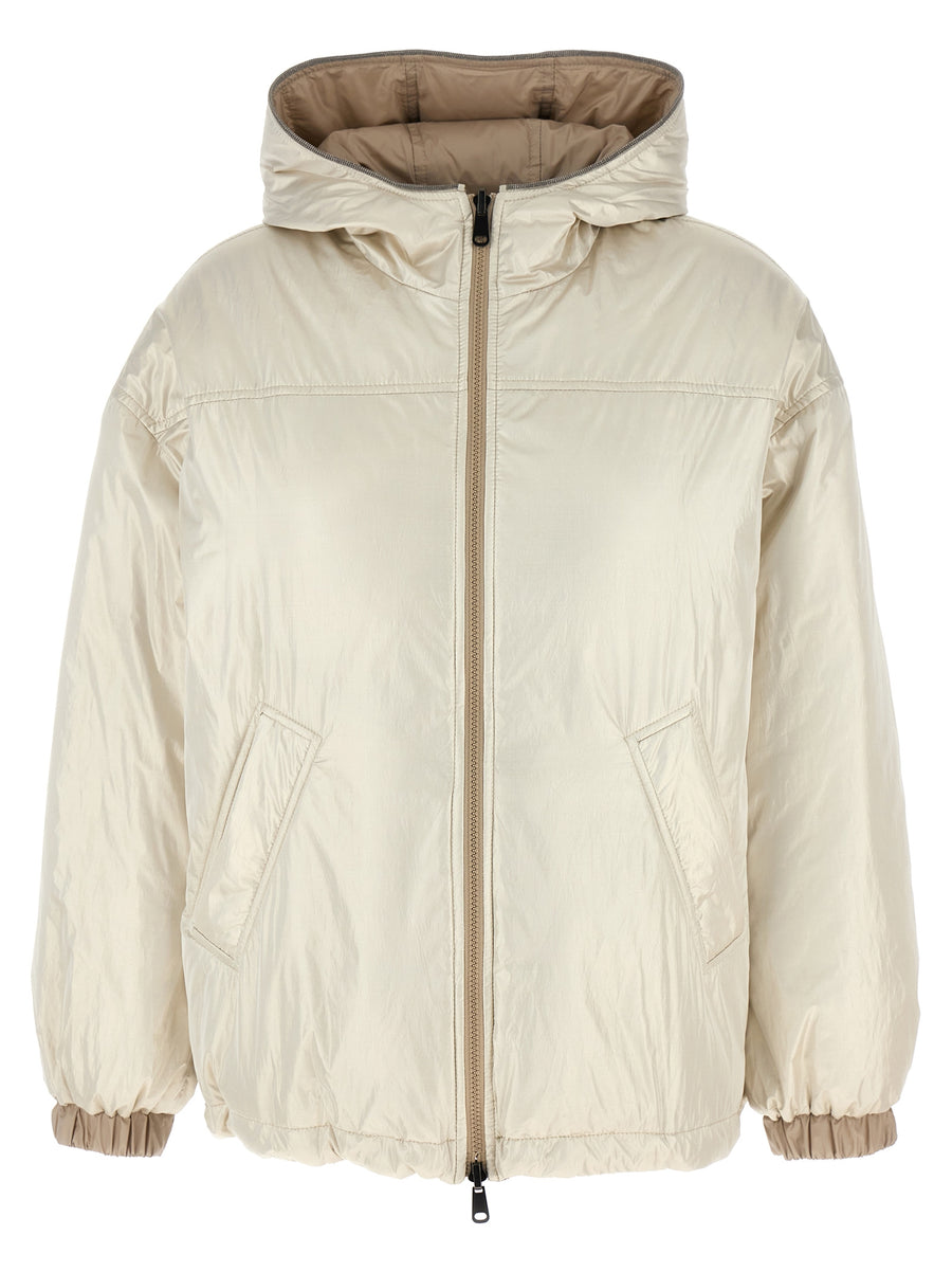 Brunello Cucinelli 75% polyester down jacket in beige