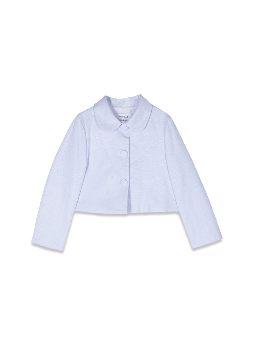 Jacket Collar And Button Baby Blue Cotton