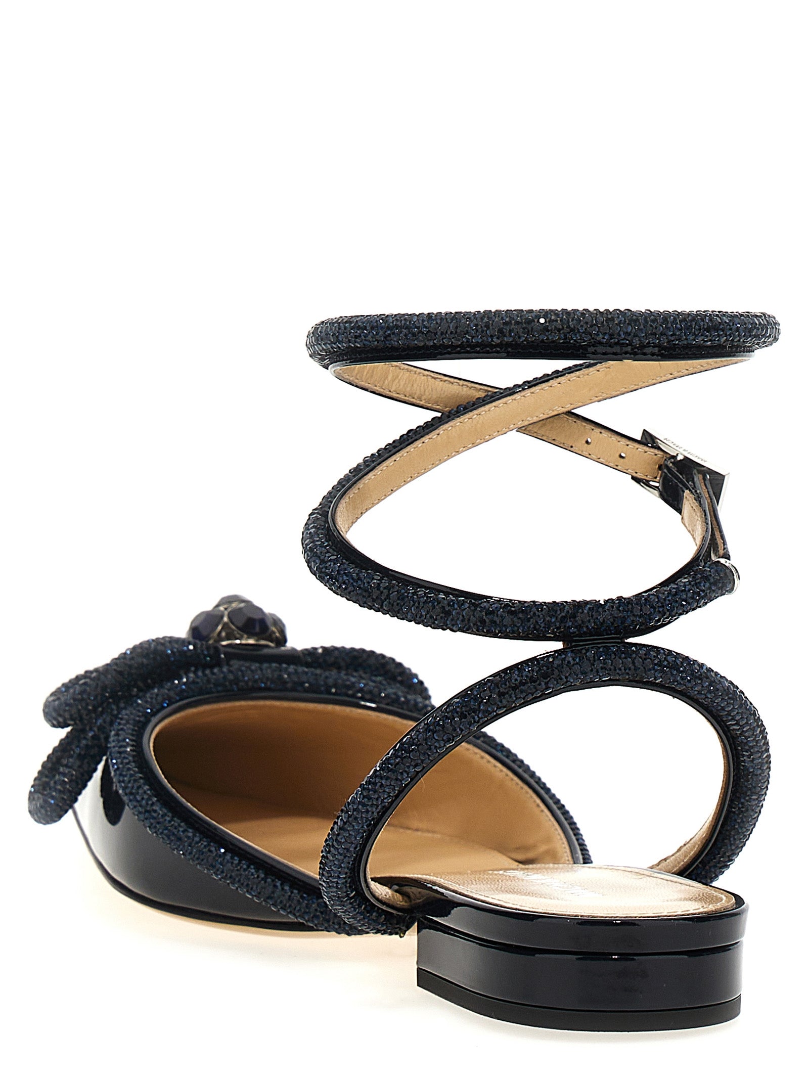 Mach & Mach 100% Calfskin Leather flat in blue — view 3