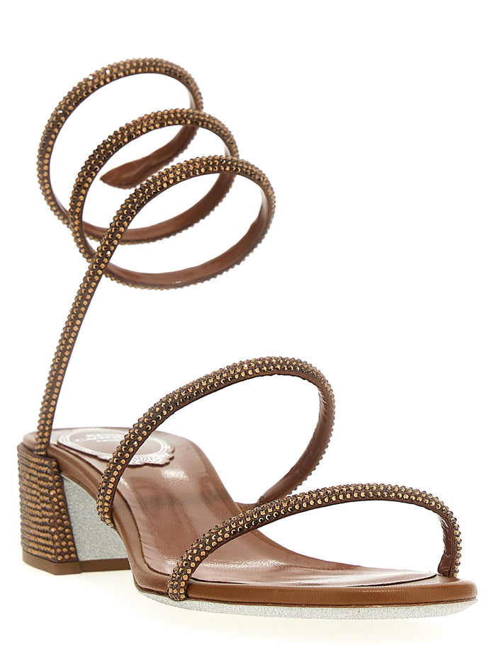Rene Caovilla 100% Satin heel sandal in brown — view 2