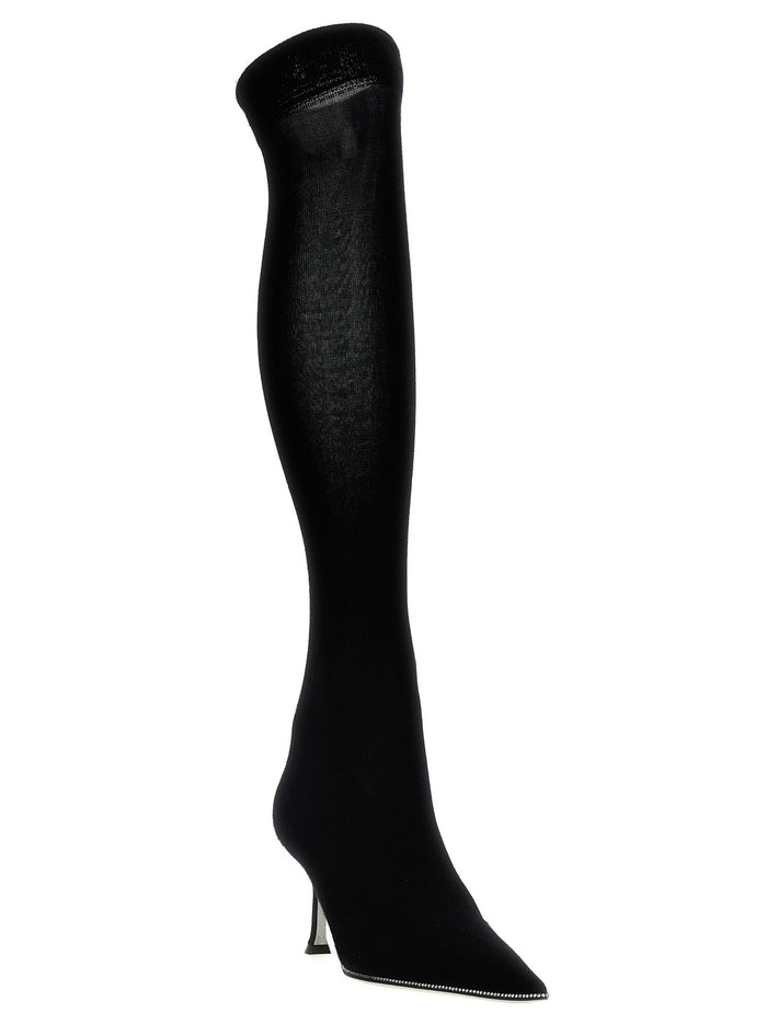 Rene Caovilla 20% Linen boot in black — view 2