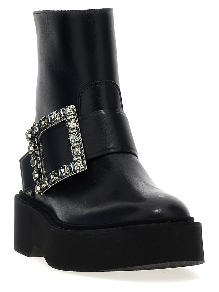 Roger Vivier 100% calfskin leather ankle boot in black — view 2