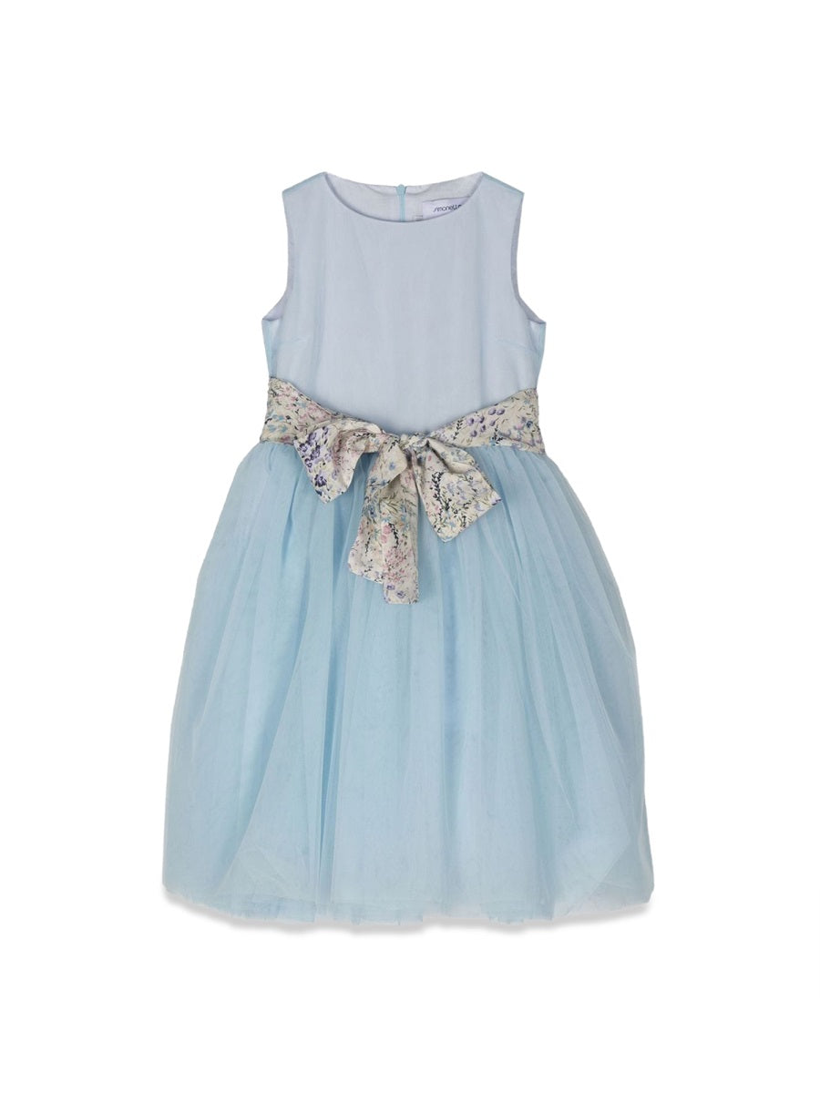 Dress Wide Skirt Baby Blue Polyamide