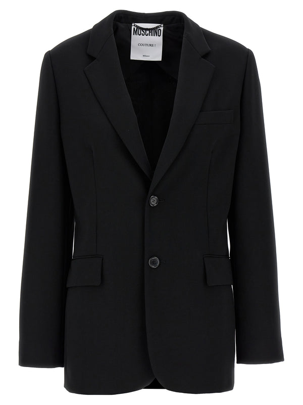 Moschino 88% polyester blazer in black