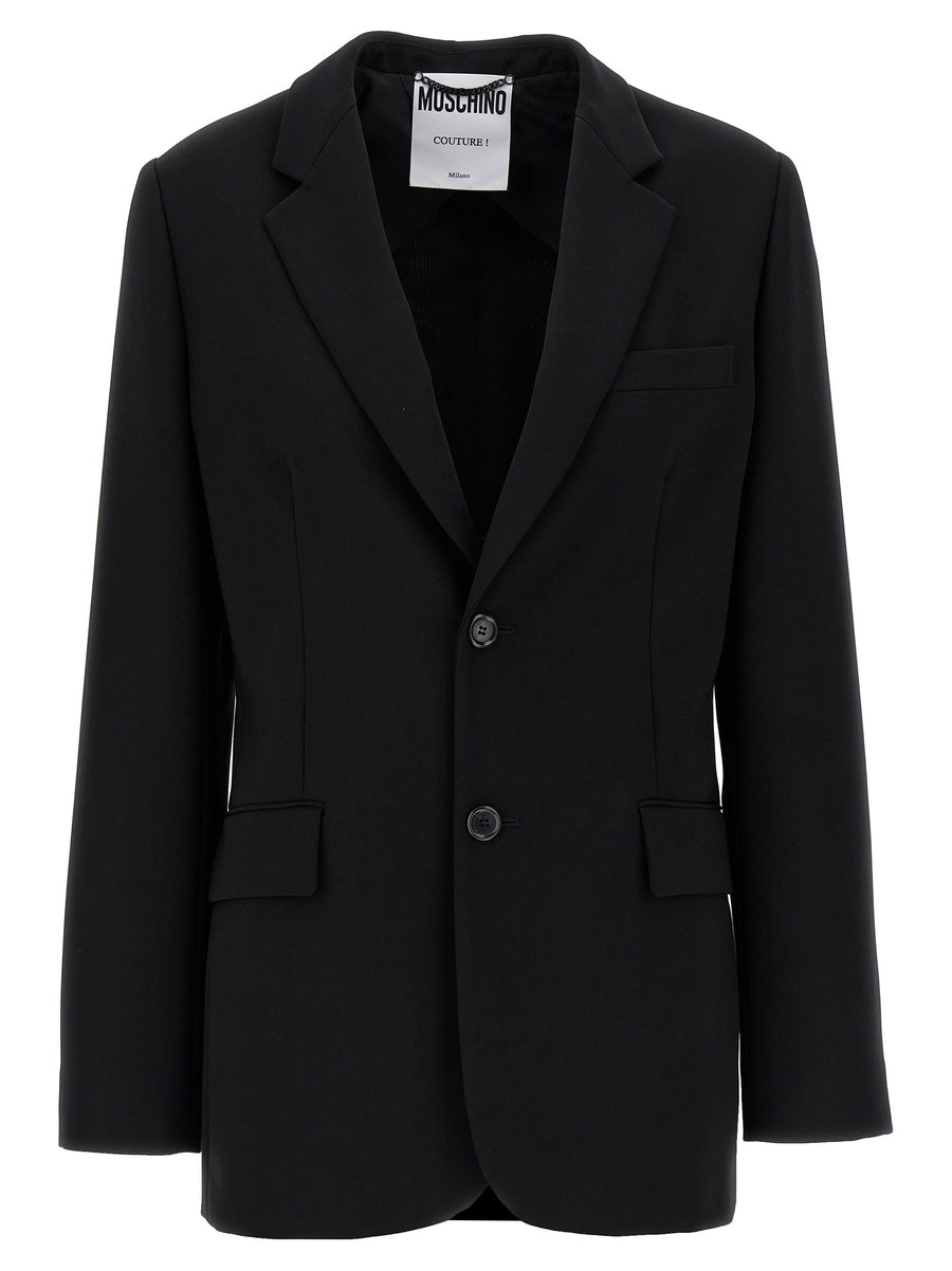Moschino 88% polyester blazer in black