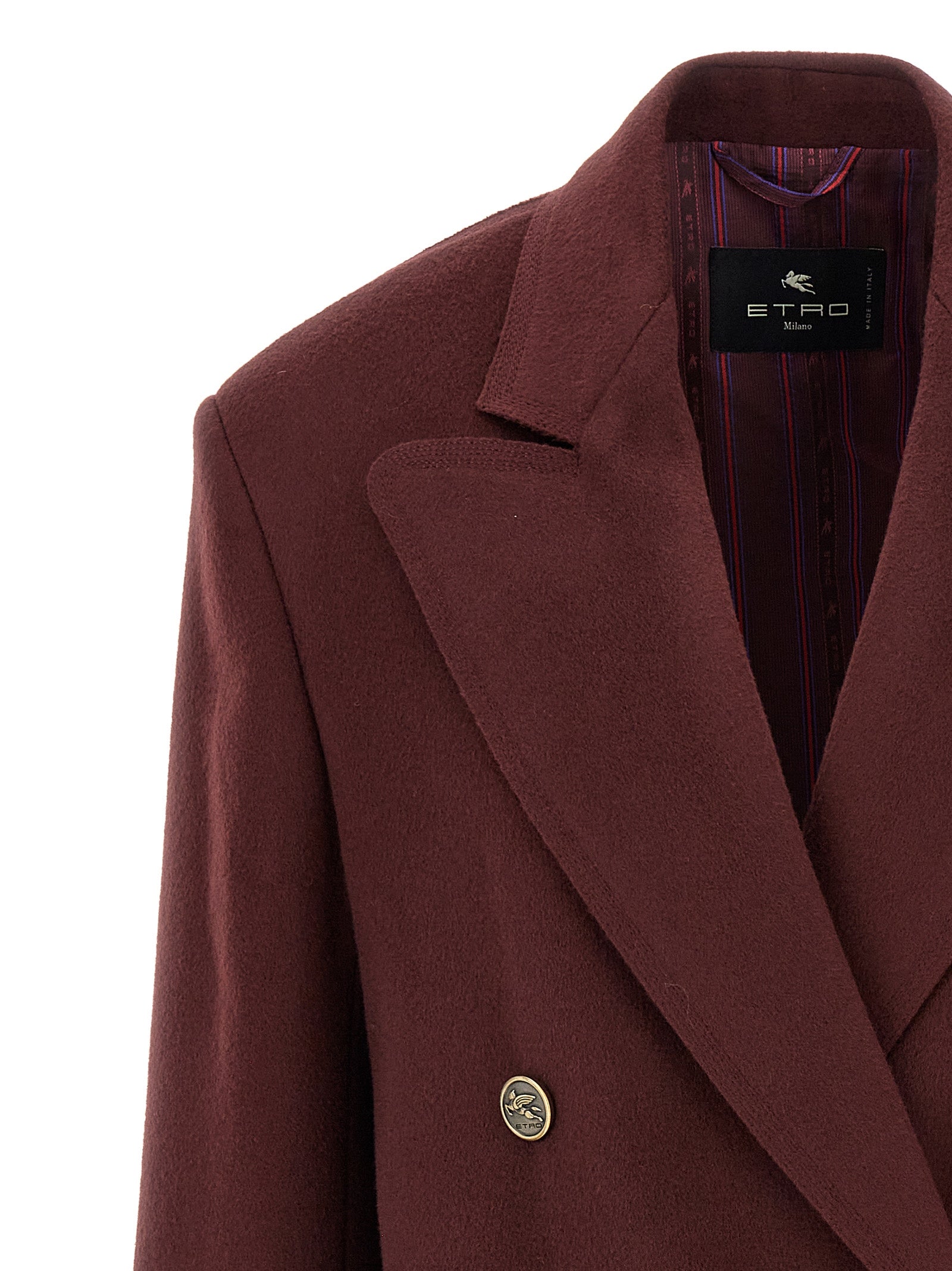 Etro 90% wool blazer in burgundy — view 3