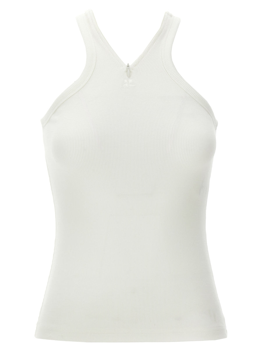 CourrèGes 97% Cotton tank top in white