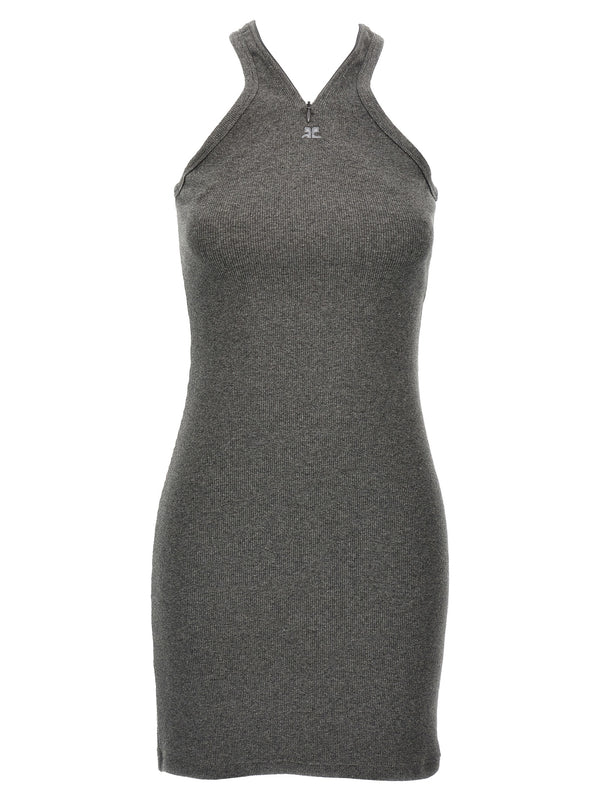 CourrèGes 97% cotton tank dress in gray