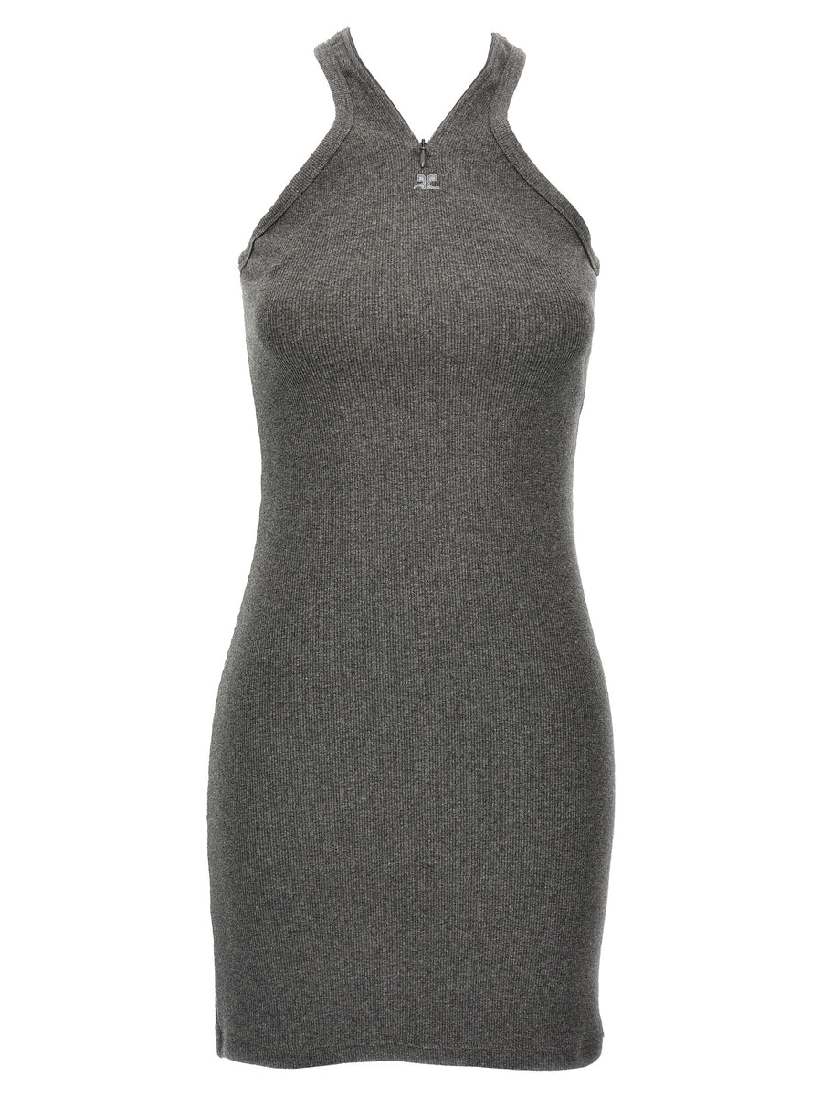 CourrèGes 97% cotton tank dress in gray