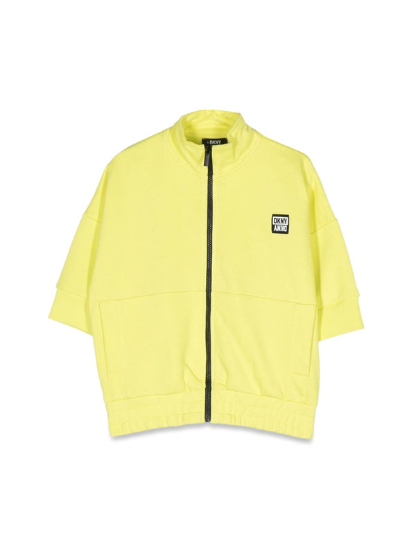 Short-Sleeve Zipped Cardigan Yellow Cotton Jumpers