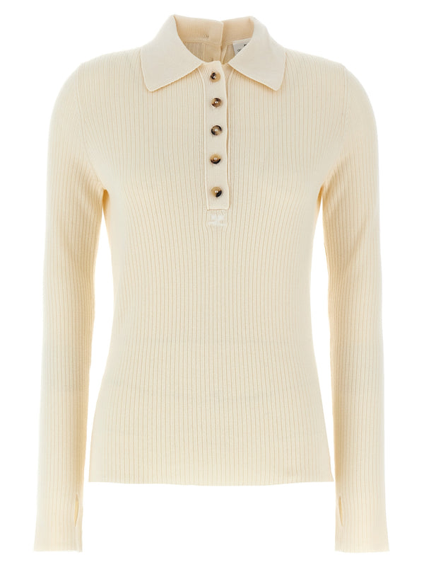 CourrèGes 80% cotton polo in white