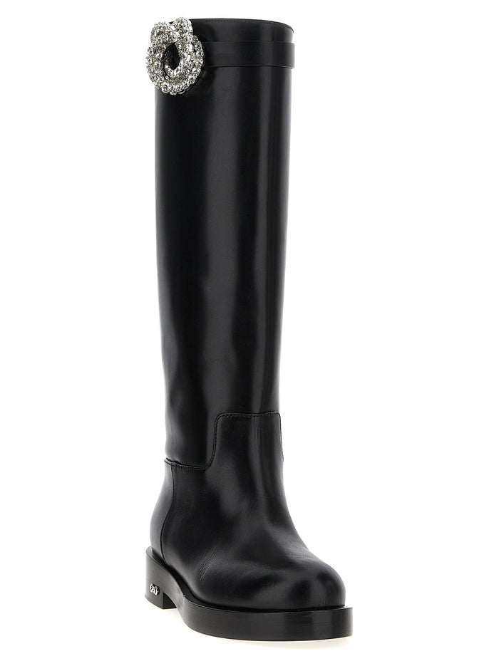 Mach & Mach 100% calfskin leather boot in black — view 2