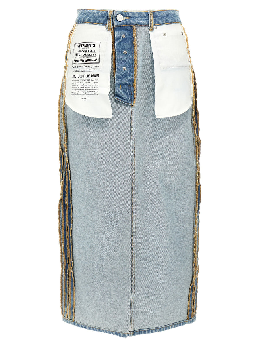 Vetements 100% cotton skirt in blue
