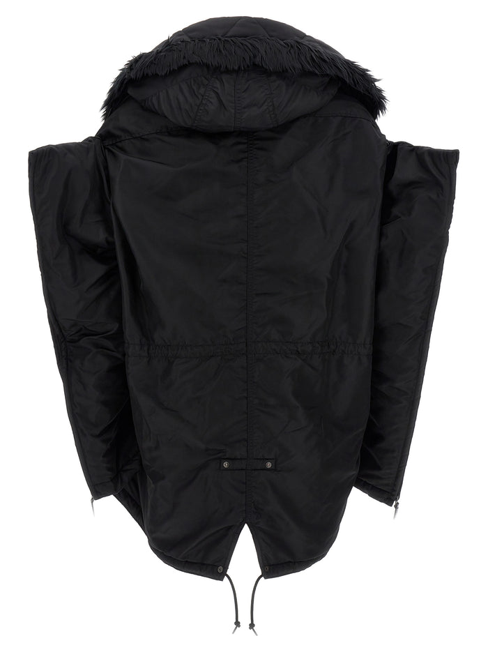 Junya Watanabe 100% Nylon down jacket in black — view 2
