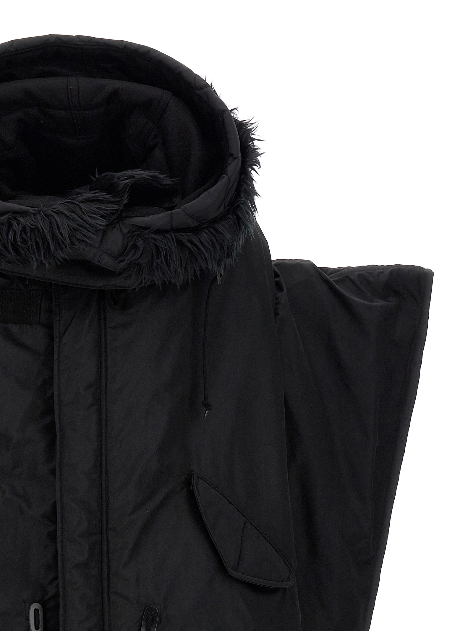 Junya Watanabe 100% Nylon down jacket in black — view 3