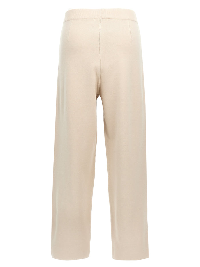 Max Mara 72% viscose trousers in beige — view 2