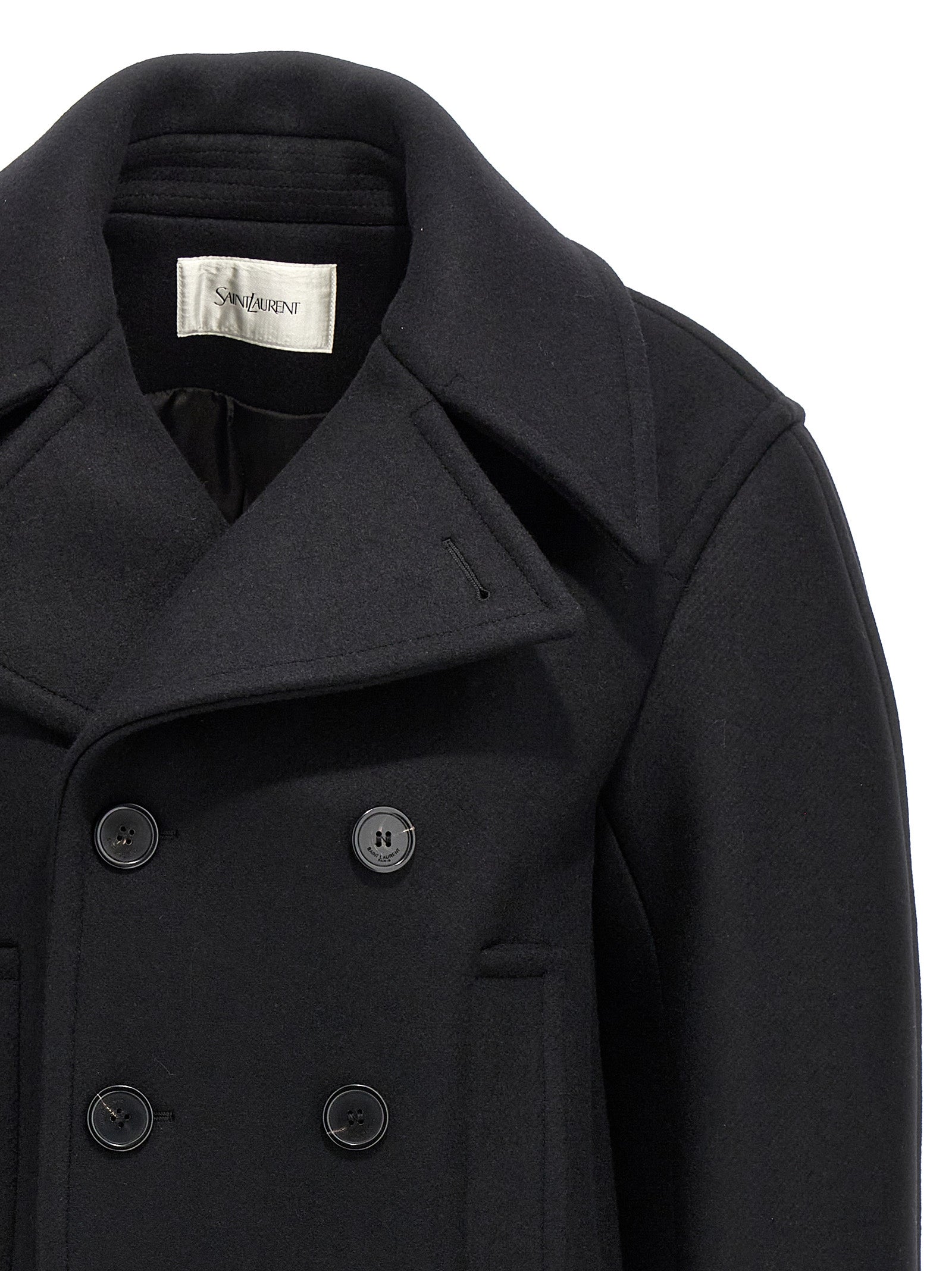 Saint Laurent 100% Virgin Wool coat in black — view 3
