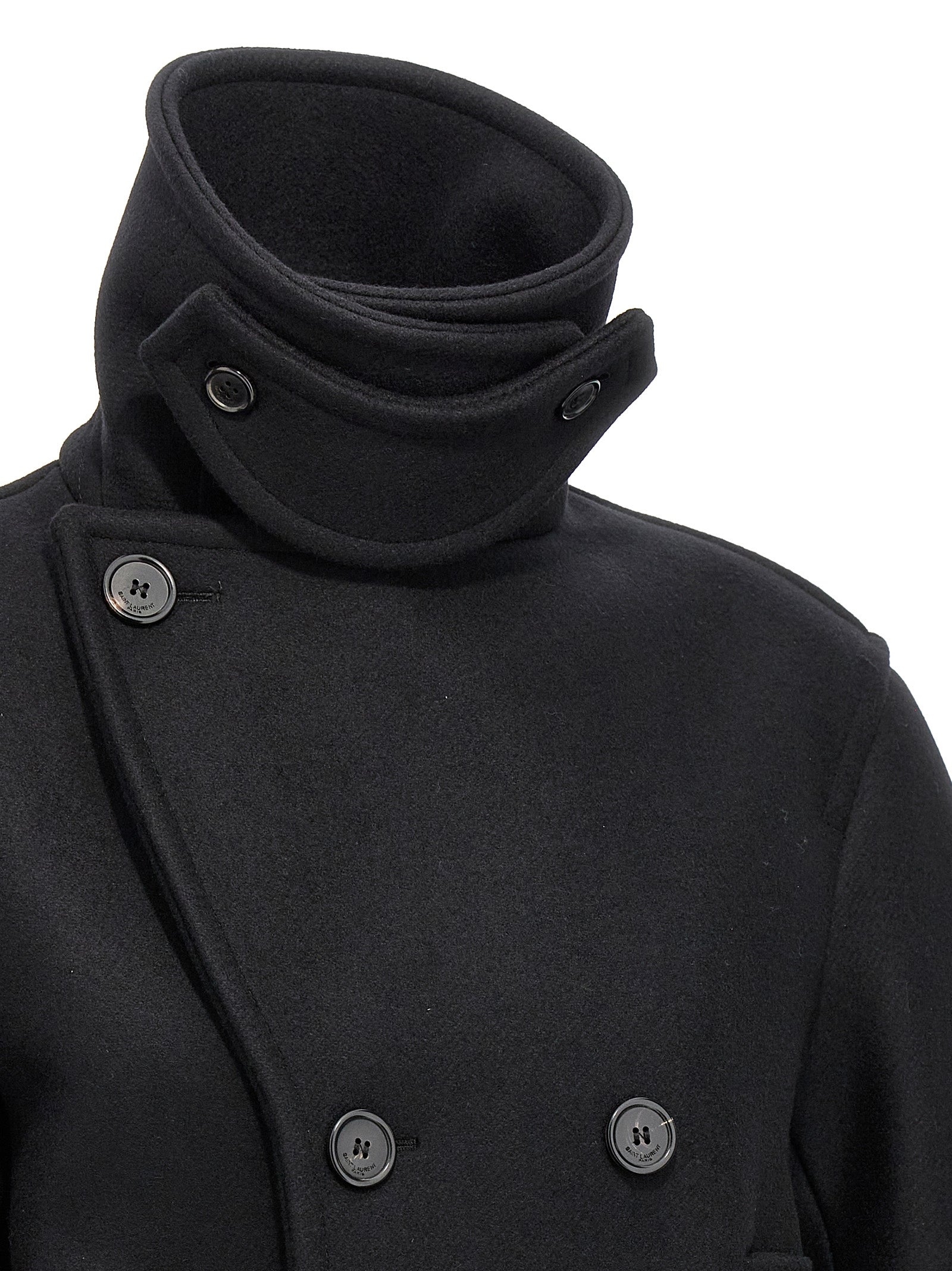 Saint Laurent 100% Virgin Wool coat in black — view 4