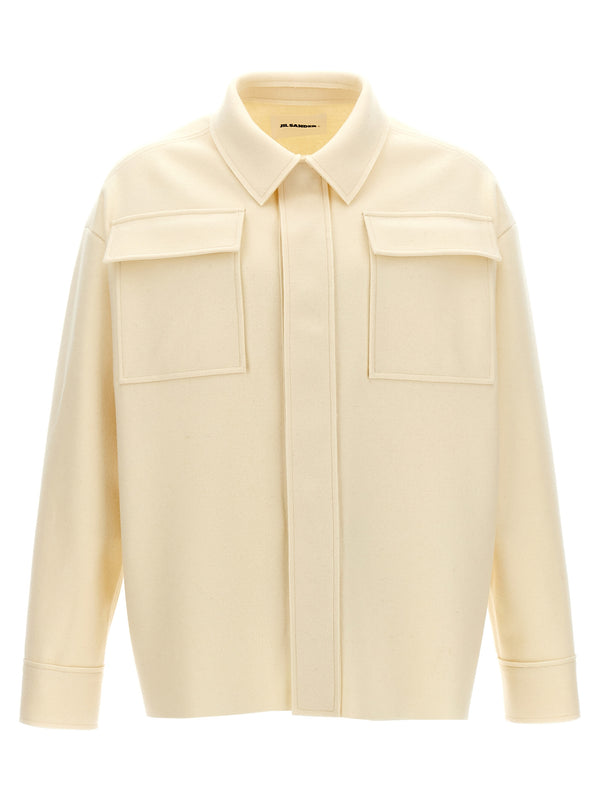Jil Sander 80% Wool overshirt in white