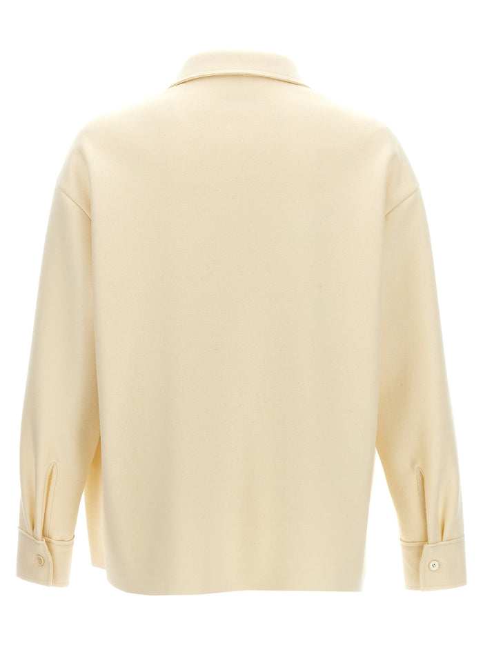Jil Sander 80% Wool overshirt in white — view 2