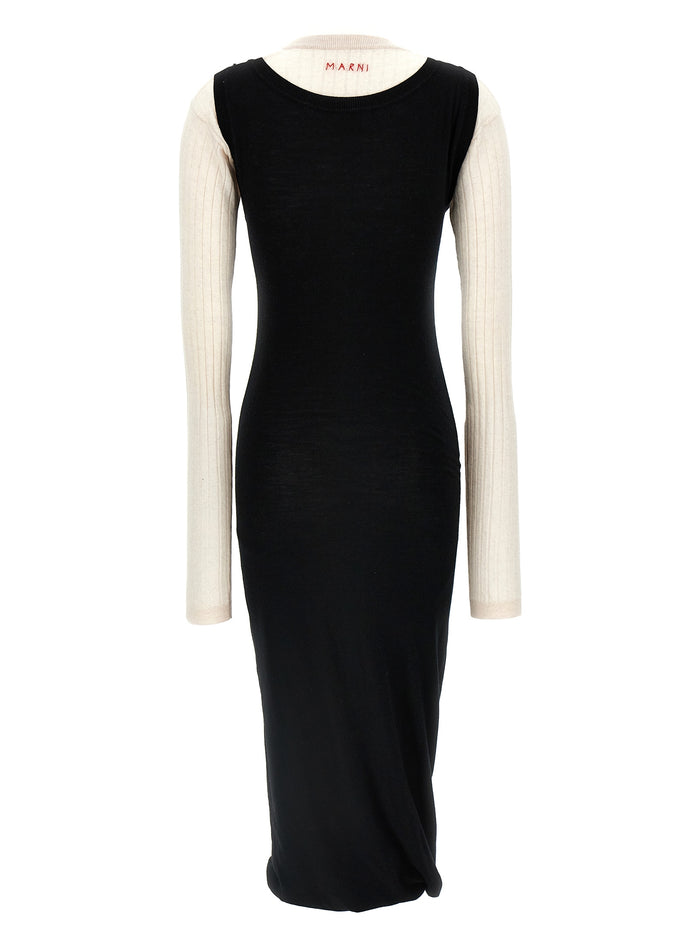 Marni 100% Wool dress in black — view 2