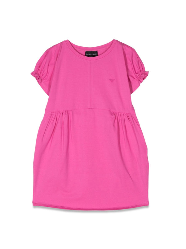 Short-Sleeved Dress Fuchsia Cotton