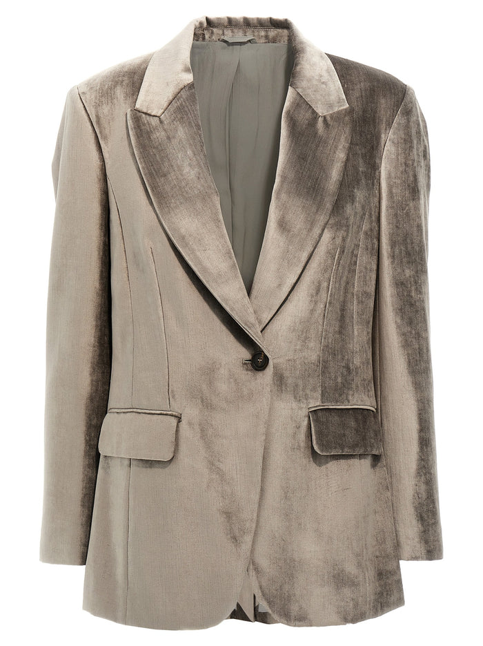 Brunello Cucinelli 58% cotton blazer in gray