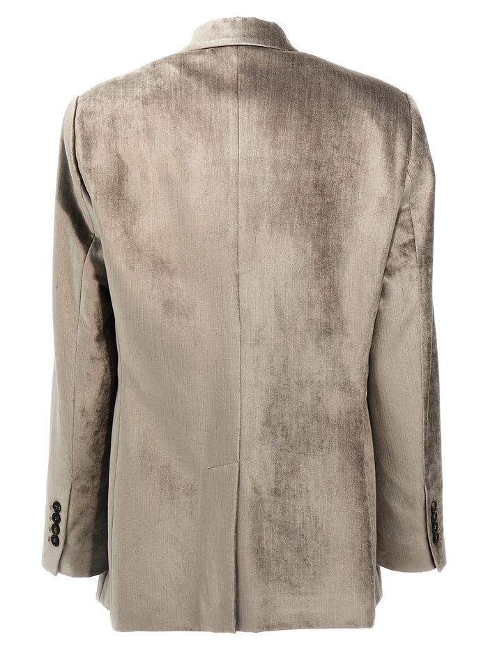 Brunello Cucinelli 58% cotton blazer in gray — view 2