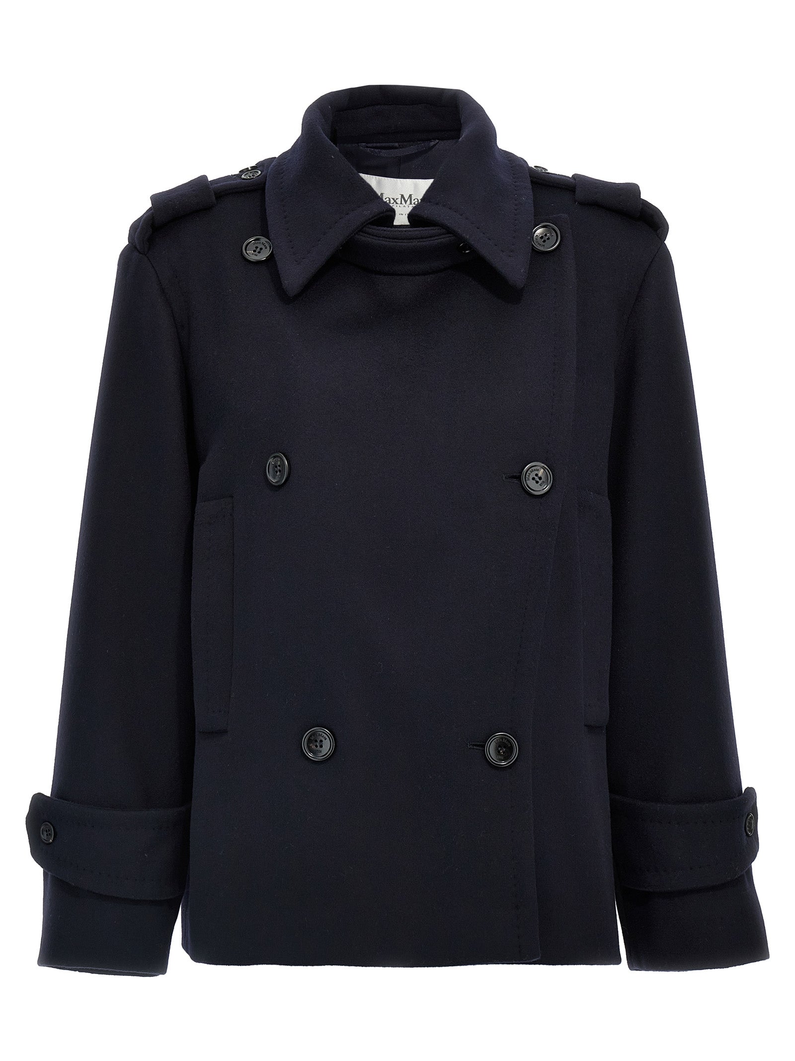 Max Mara 90% virgin wool coat in navy