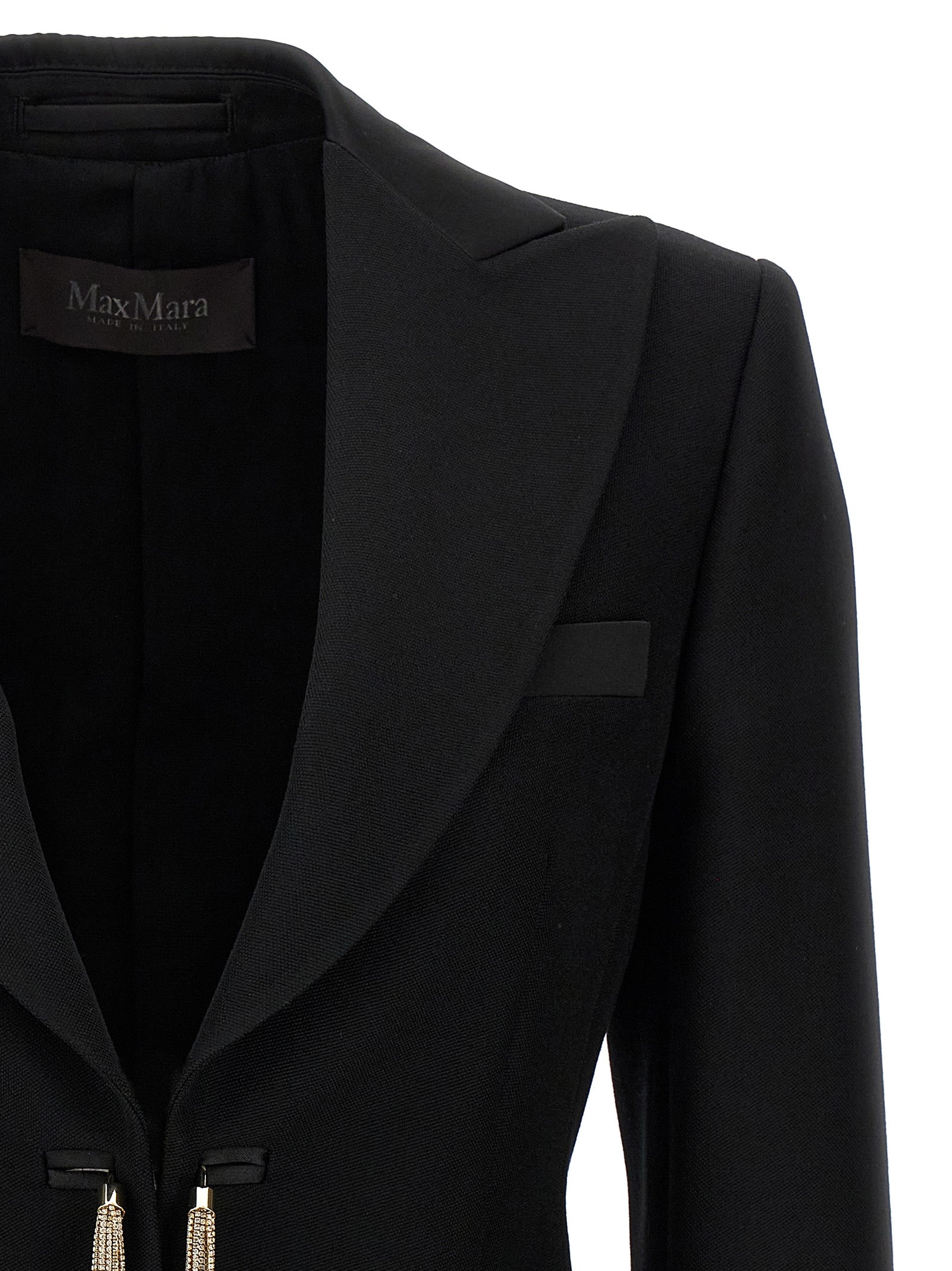 Max Mara 100% virgin wool blazer in black — view 3