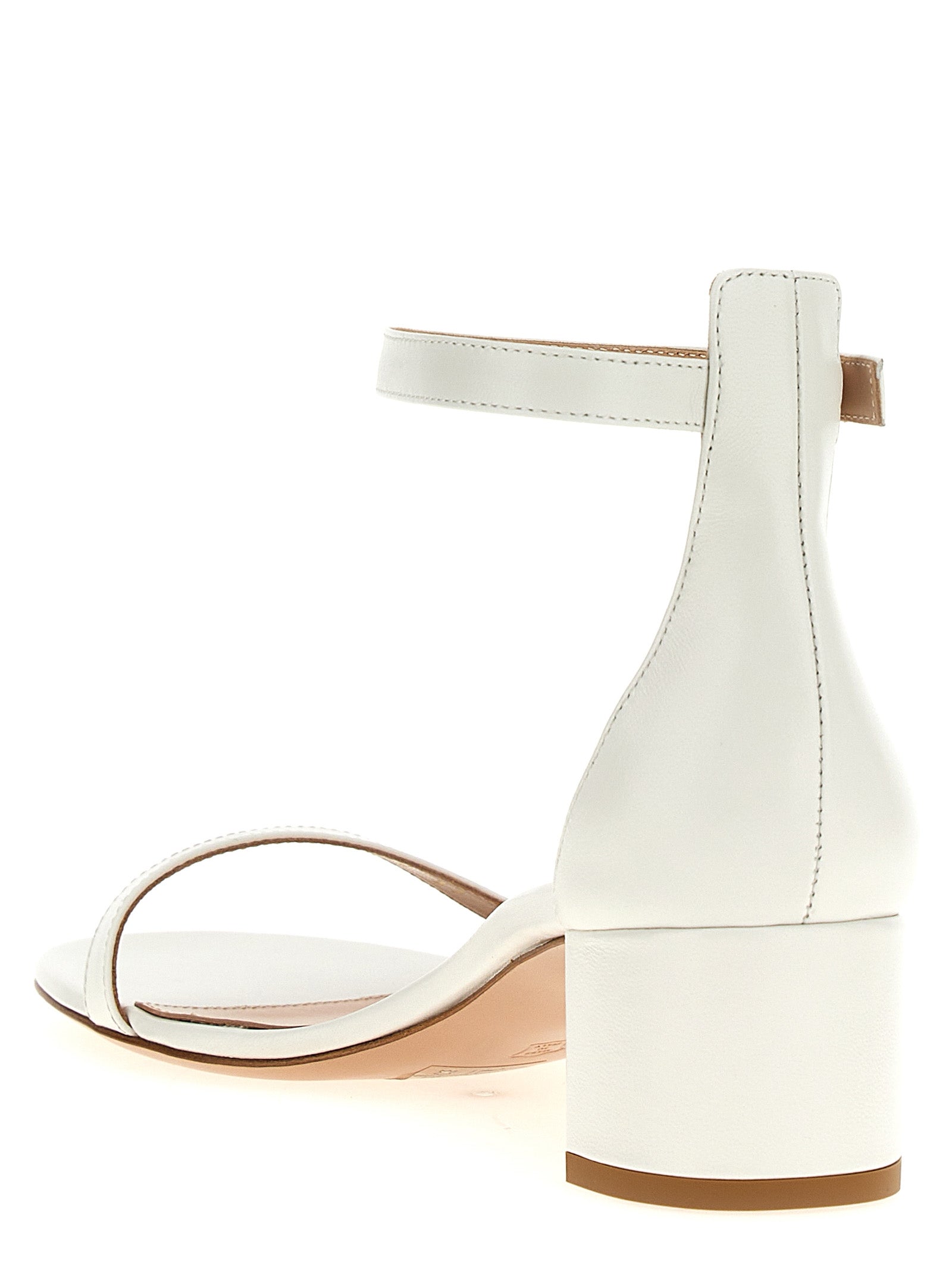 Gianvito Rossi 100% Leather heel sandal in white — view 3