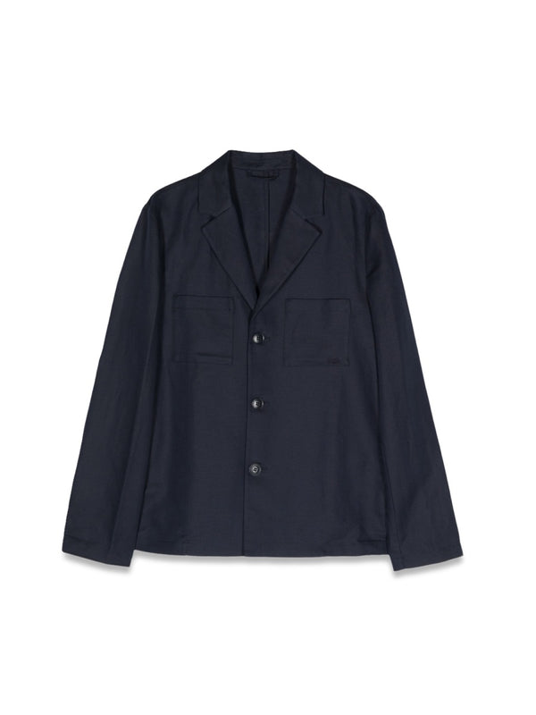 Blazer Blue Cotton-Linen Jacket