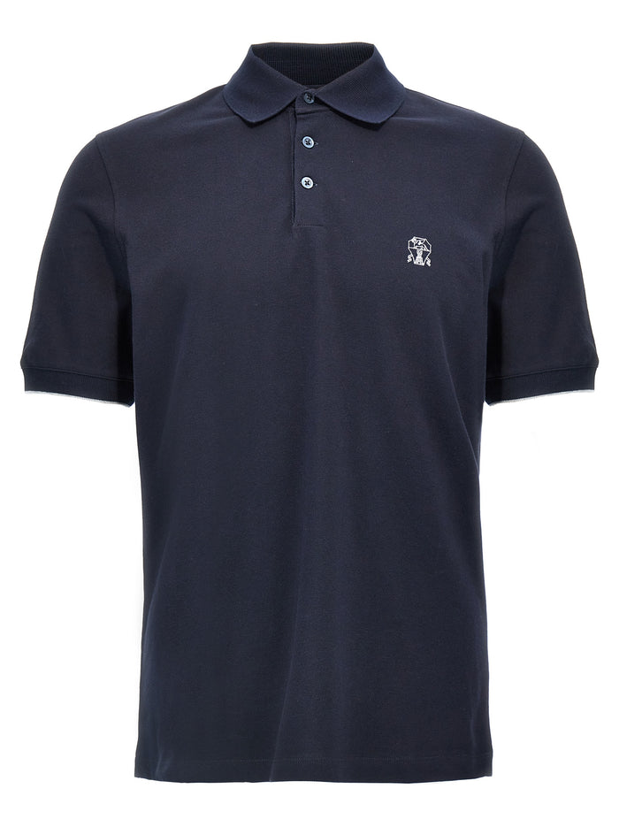 Brunello Cucinelli 100% Cotton polo shirt in navy