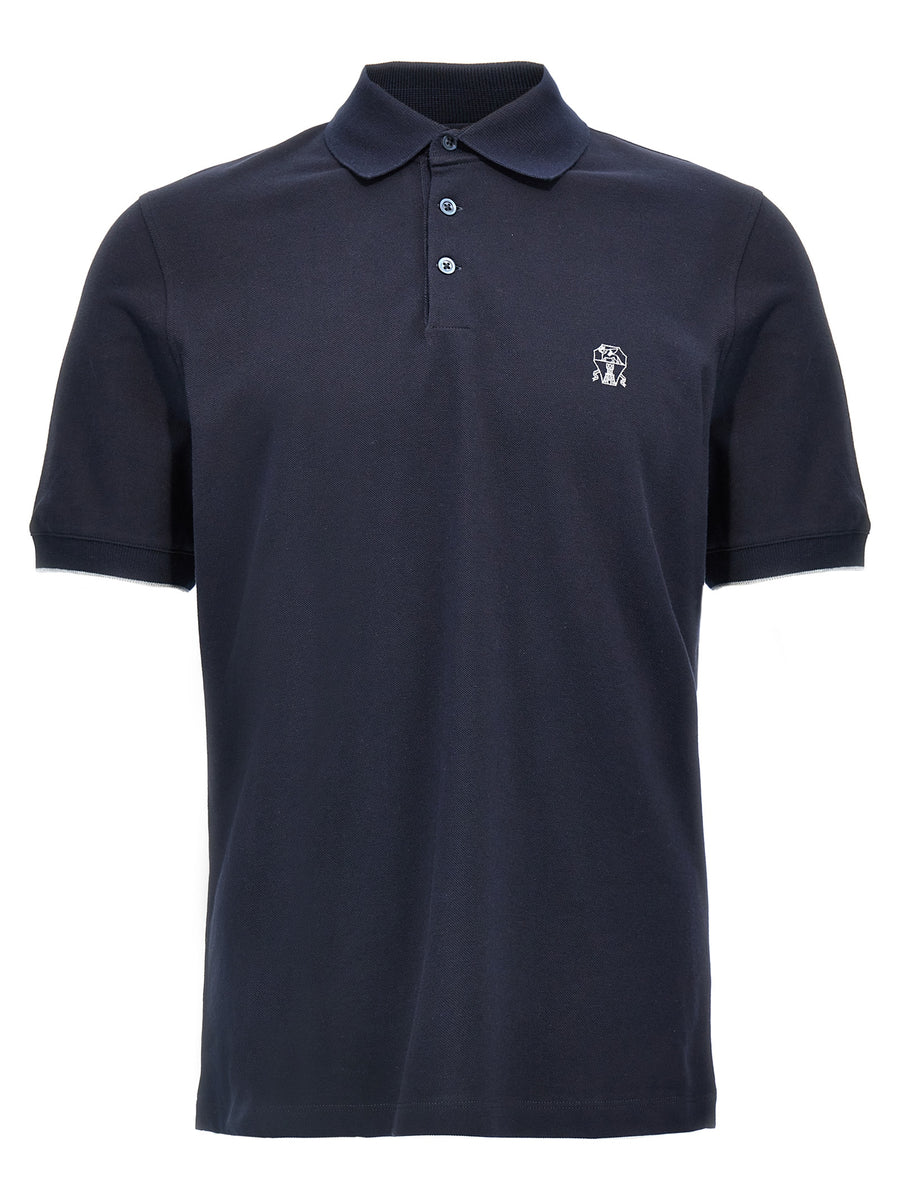 Brunello Cucinelli 100% Cotton polo shirt in navy