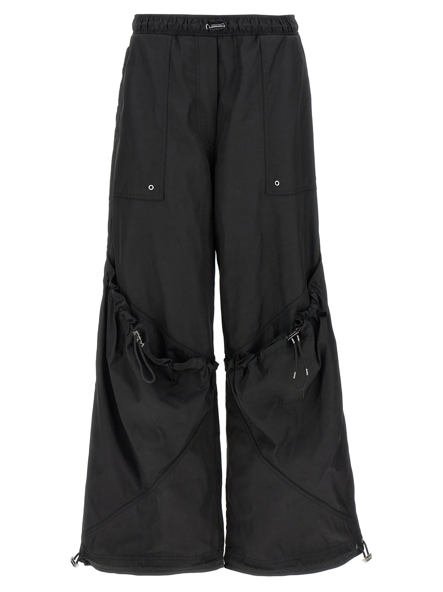 The Attico 100% Polyester cargo pants in black