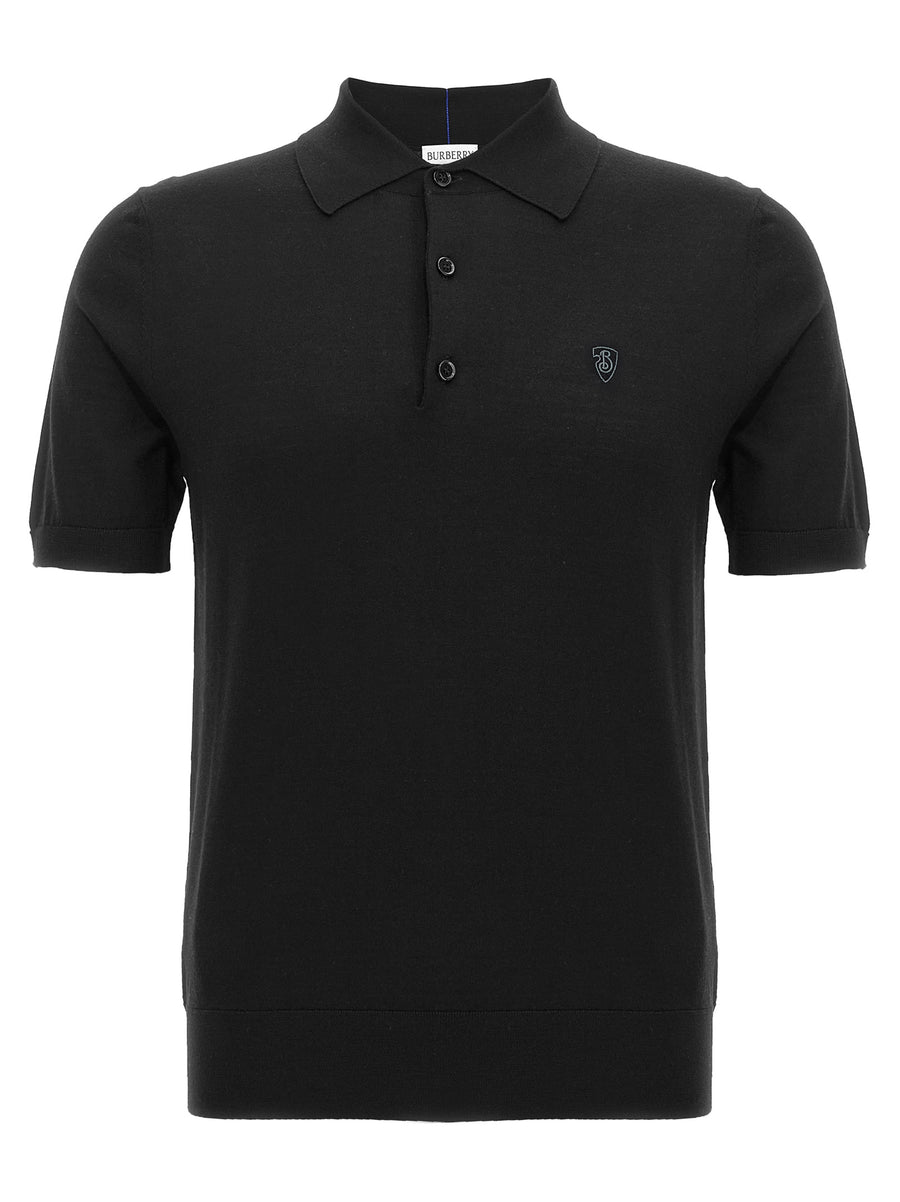 Burberry 100% Wool polo shirt in black