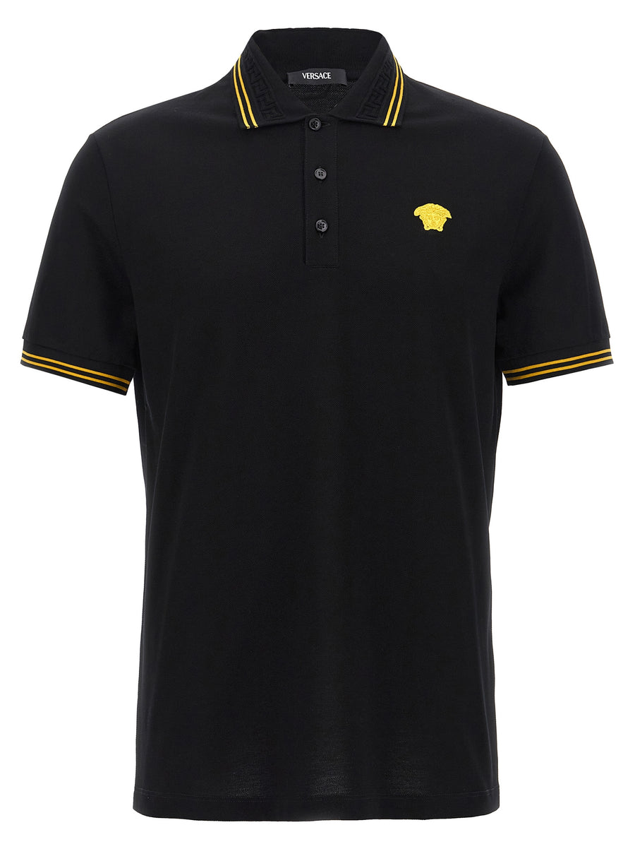 Versace 100% cotton polo shirt in black