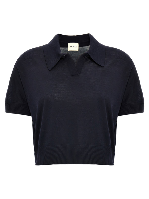 Khaite 96% Wool polo in navy