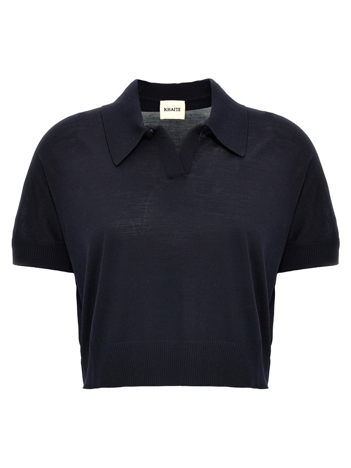 Khaite 96% Wool polo in navy