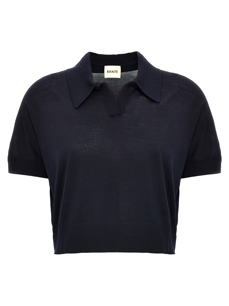 Khaite 96% Wool polo in navy